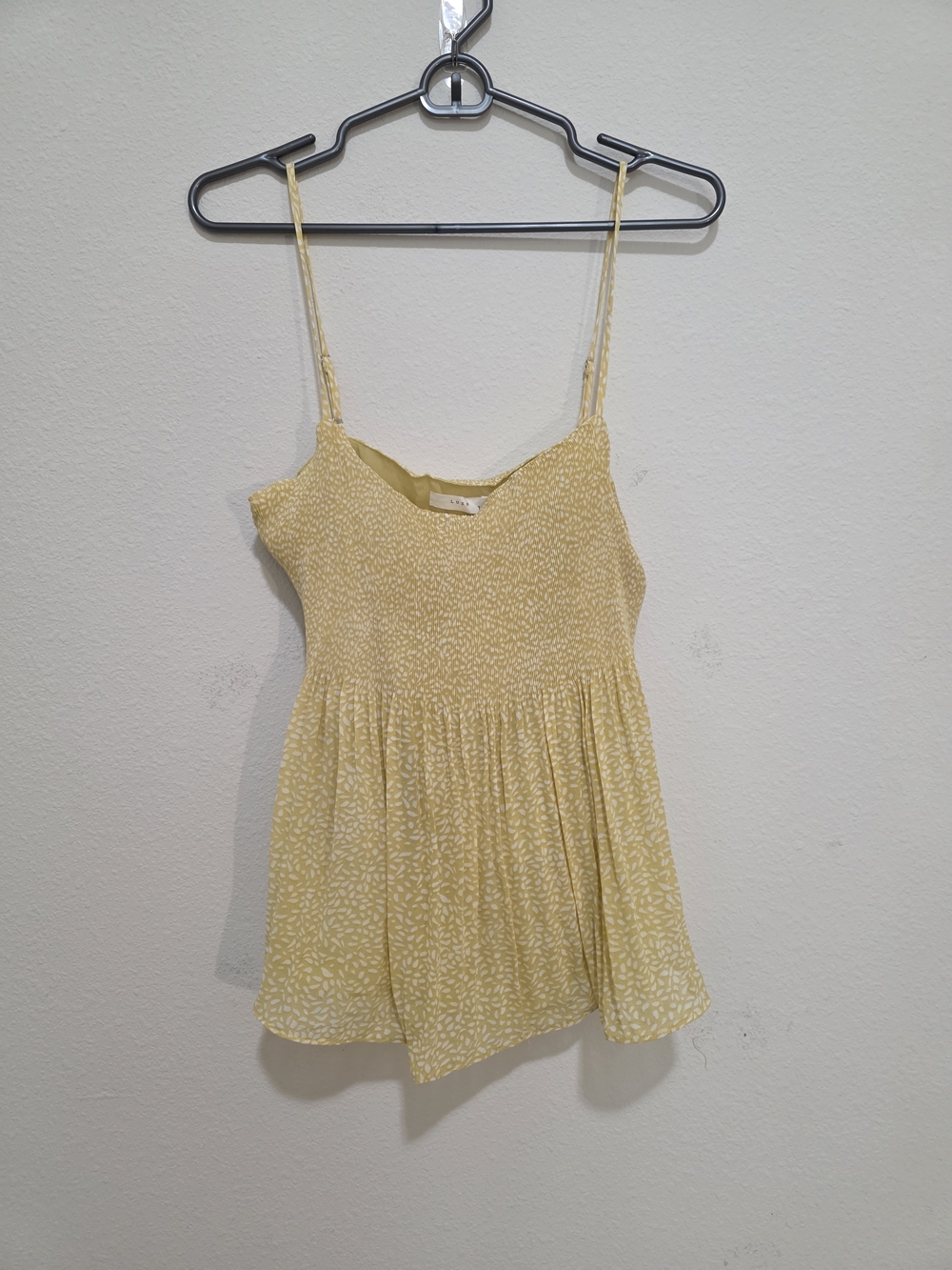 Lush Pale Yellow Ditsy Smocked Cami